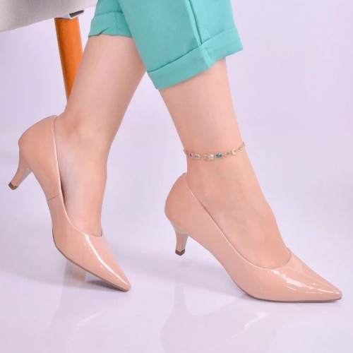 Scarpin Feminino Nude Salto Baixo