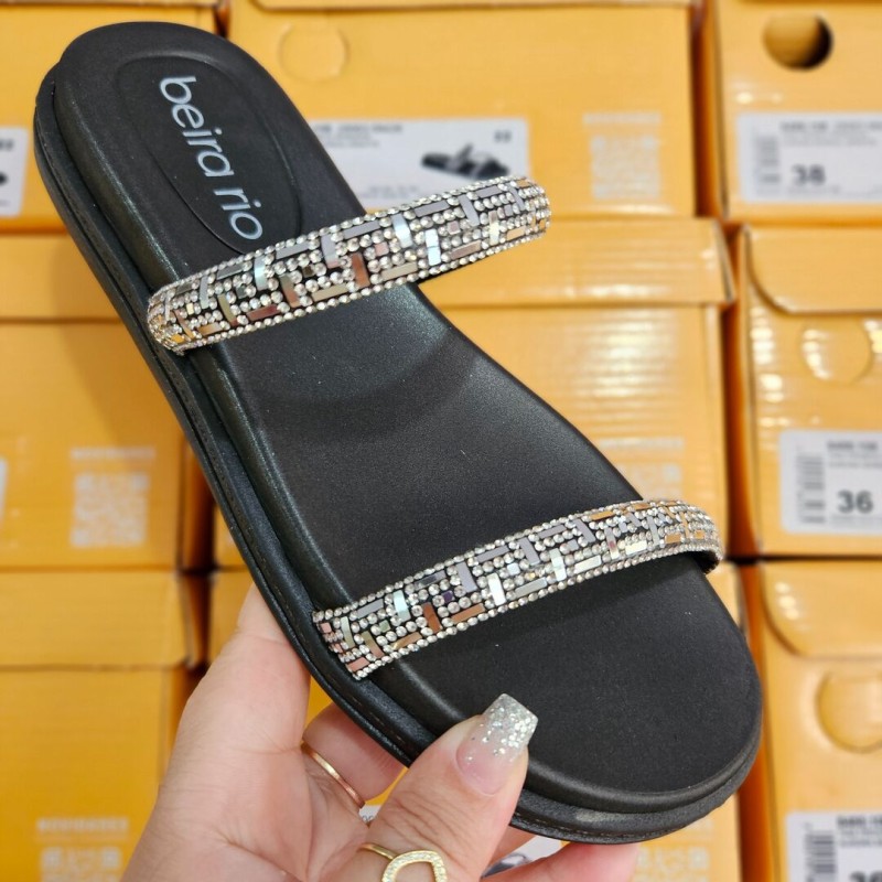 Papete Beira Rio Stras Preta - Papete 