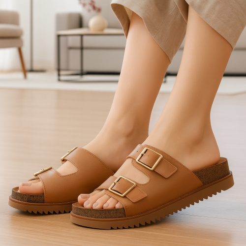 Papete Moleca 2 Fivelas Caramelo