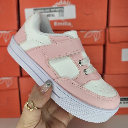 Tênis Infantil Menina Branco Rosa - Tênis 
