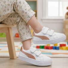 Tênis Infantil Menina Branco Rosê  - Tênis 