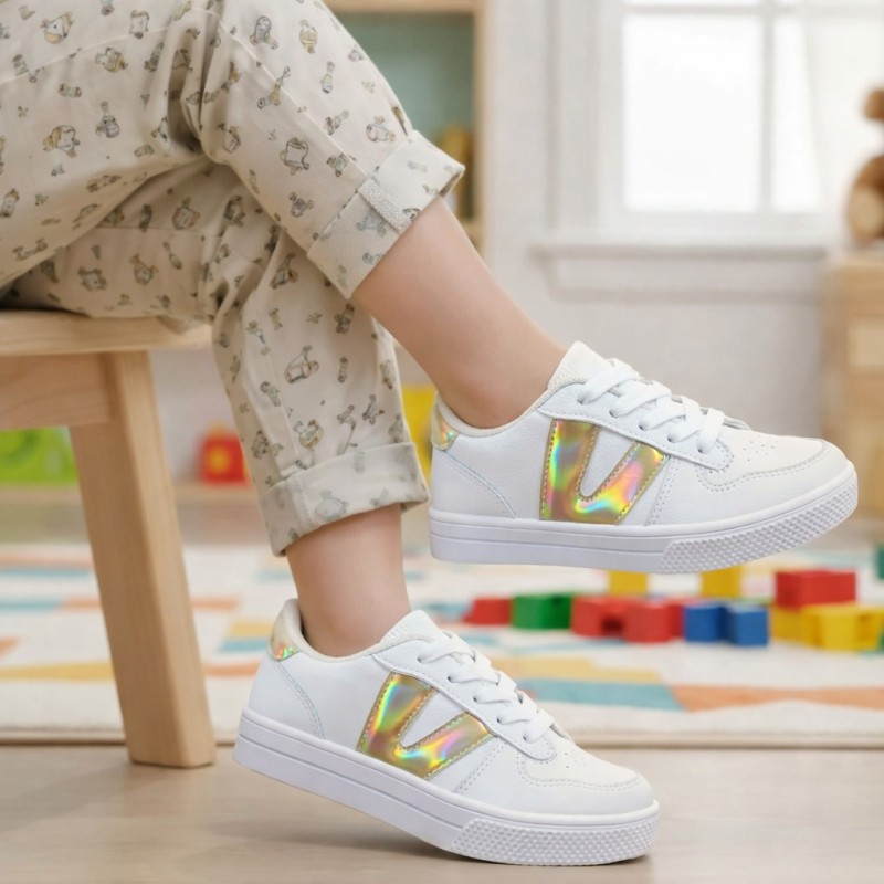 Tênis Infantil Menina Branco Metalizado - Tênis 